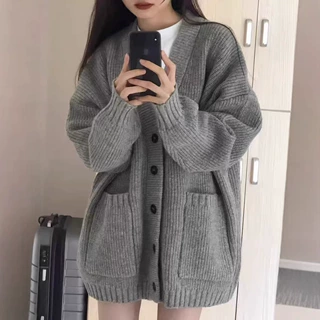 跨境毛衣供货简约通勤粗针毛衣开衫外套女秋2026新款针织衫上衣女