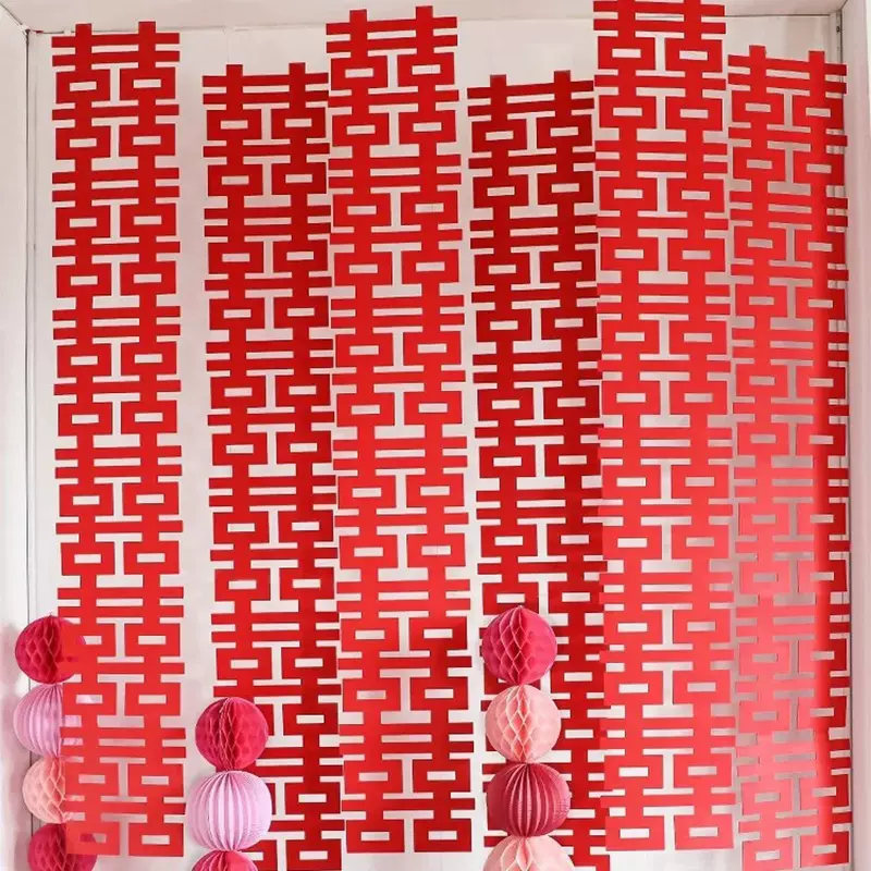 婚房装饰高级感新款长条喜字结婚房间卧室拉花装饰婚礼拍照道具