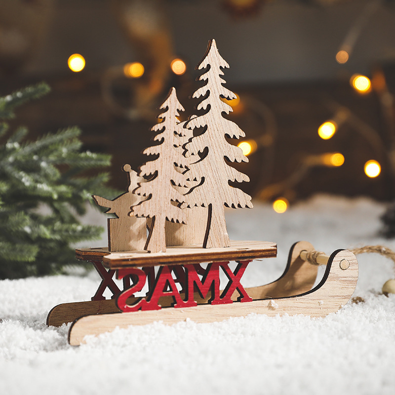 Transfronteriza nueva Navidad de madera creativa pequeños adornos colgantes adornos de Navidad decoraciones regalos