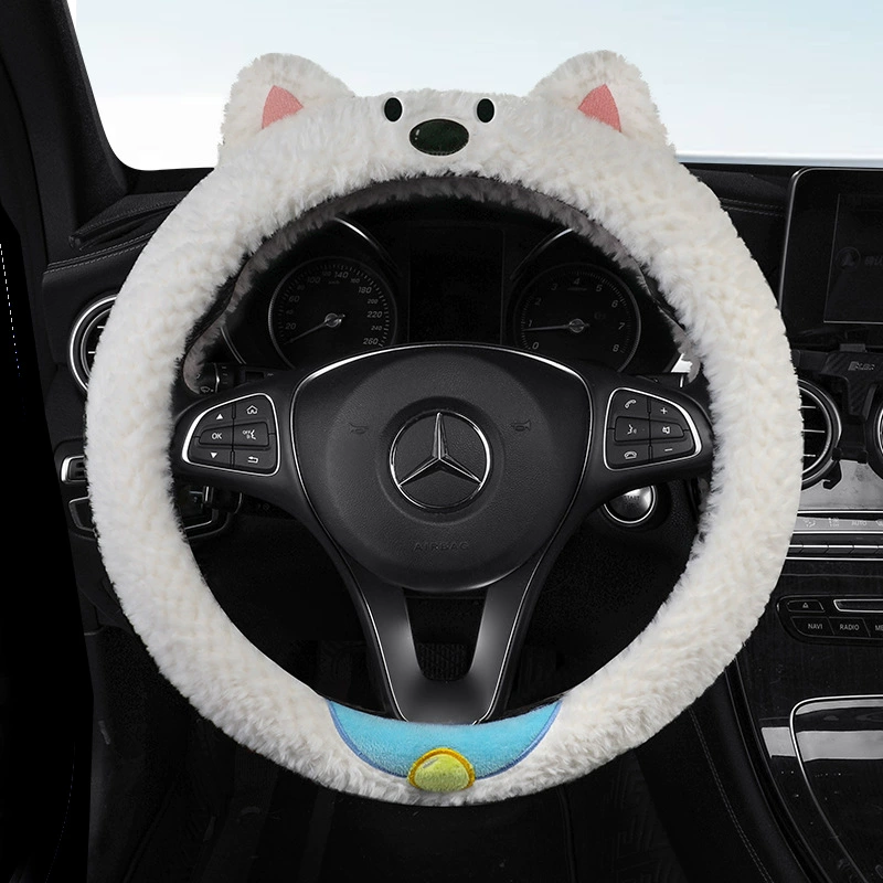 Автомобильный комплект рулевого колеса зимний плюшевый западный нагорье плюшевый щенок зимой теплый мультфильм чехол автомобиля через границу