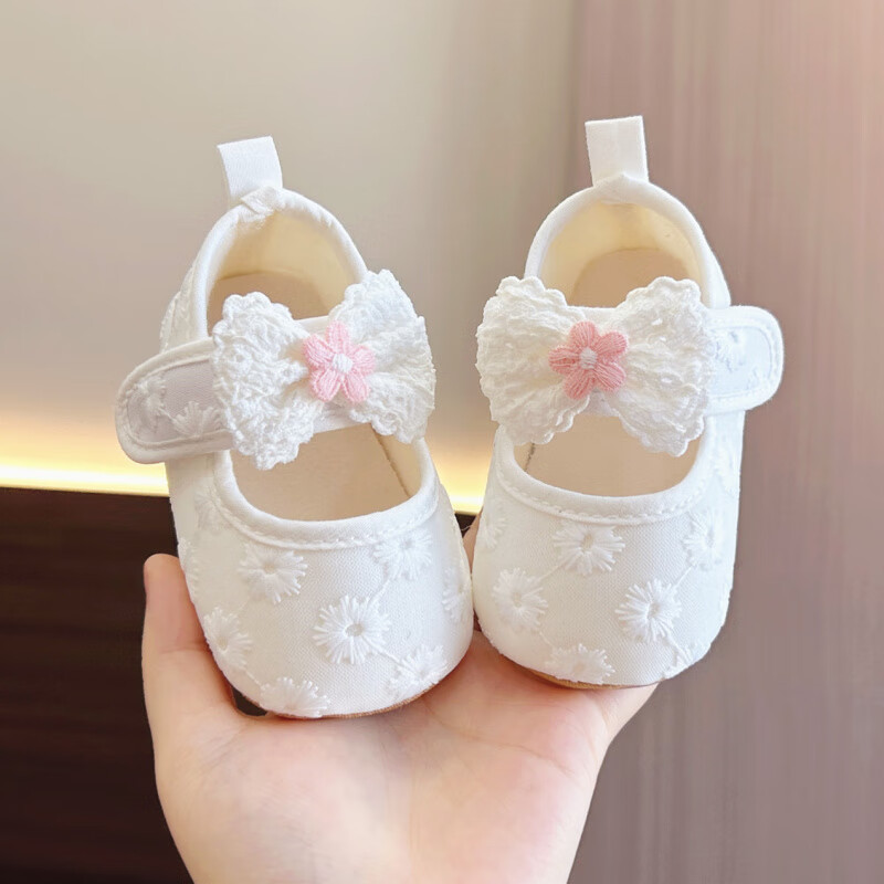Summer and Autumn Infant and Toddler Shoes 0-1 Years Old, 3 Months Old, 100 Days Old, Lace Baby Princess Soft-Soled Toddler Shoes