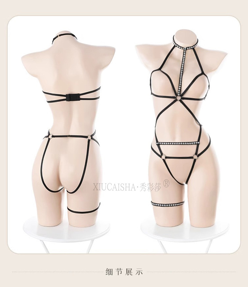 Open-Crotch Tulle Roleplay Lingerie Set with Jacket and Bodysuit, One Size — detail image 9