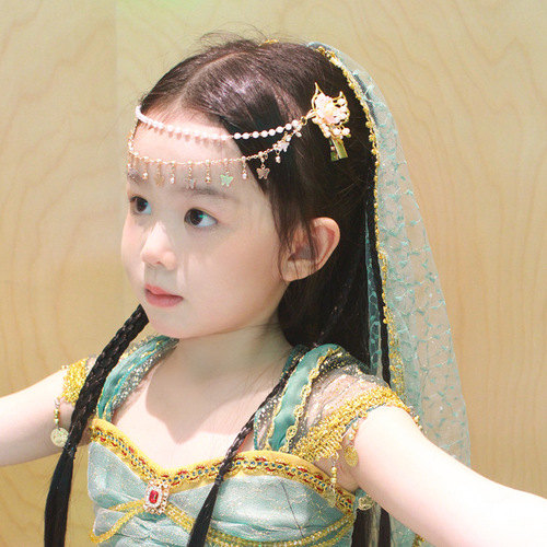 Hanchen's new Chinese style children's hair accessories girls Hanfu hairpin ancient style hairpin butterfly tassel headdress forehead chain