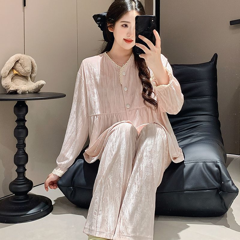 Autumn and Winter Sweet and Warm Velvet Maternity Pajamas for Women, Nursing and Postpartum Loungewear Set