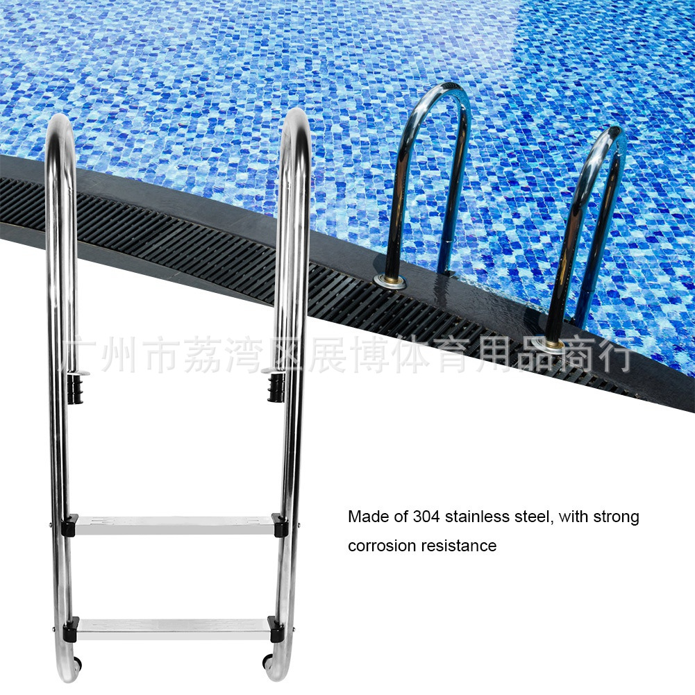 跨境厂家供应泳池美人鱼扶梯加强304不锈钢泳池扶手 加厚防滑踏板