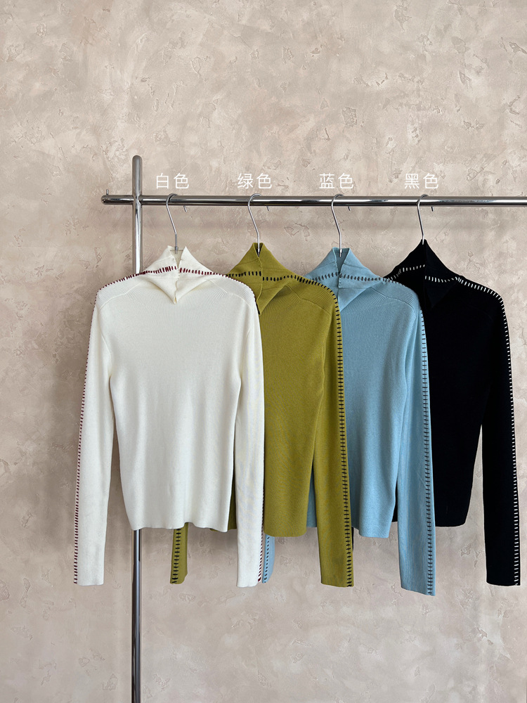ユニティモードデザイン感手縫いタートルネックウールセーター女性の冬の色は底にニットを合わせます。