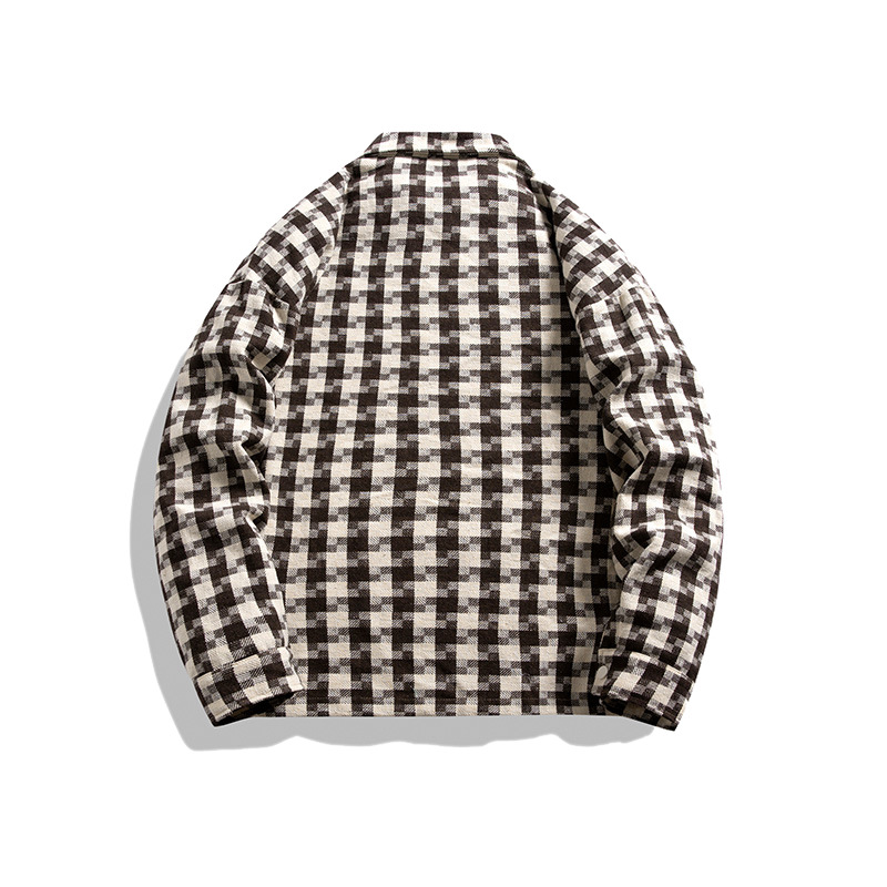 Men's clothing loose lapel shirt men's trendy versatile fashion couple jacket youth knitted plaid jacket_voghion.com