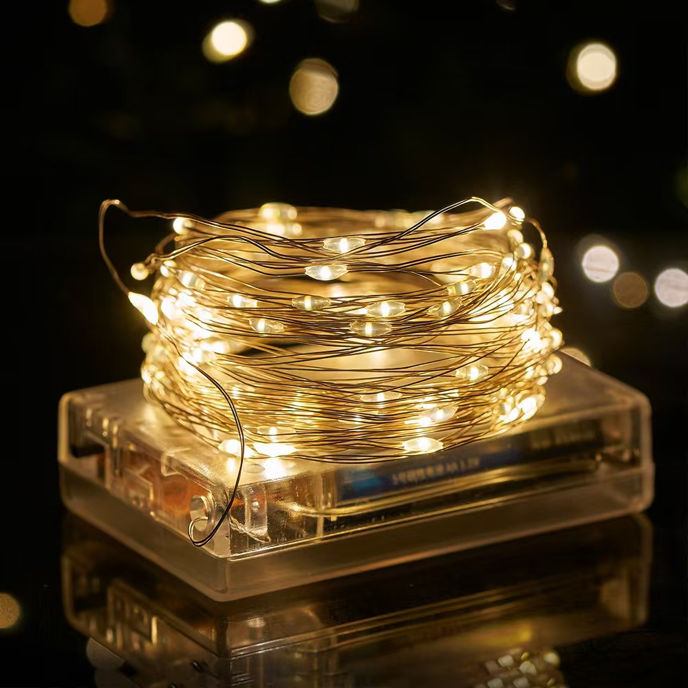 Romántico día de San Valentín decoración de lámparas de alambre de bronce festivales diseño de la habitación de bodas fabricantes de lámparas de alambre de bronce al por mayor cadena de lámparas de color