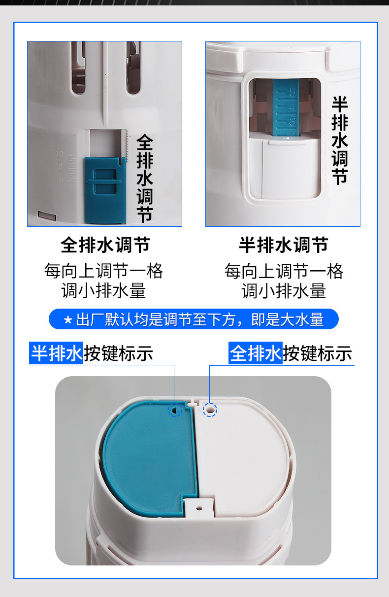 Toilet drain valve, universal one-piece toilet water tank accessory, drain valve with top and bottom water release, double-press water-saving type undefined