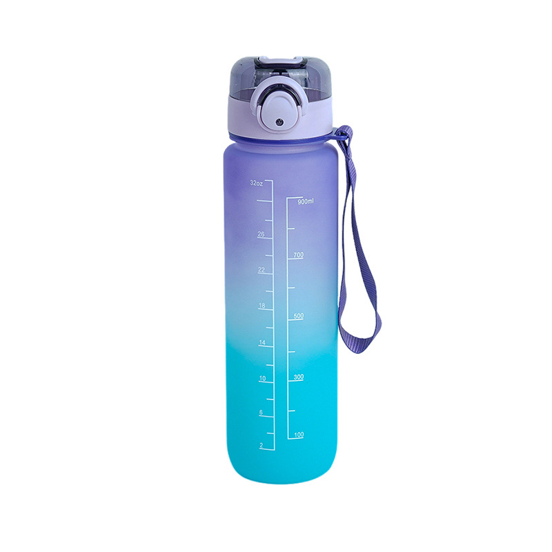 Estilo coreano 1000ml gradiente de color espacio de la Copa de fitness deportes hervidor de plástico transfronterizo rebotando taza portátil con escala