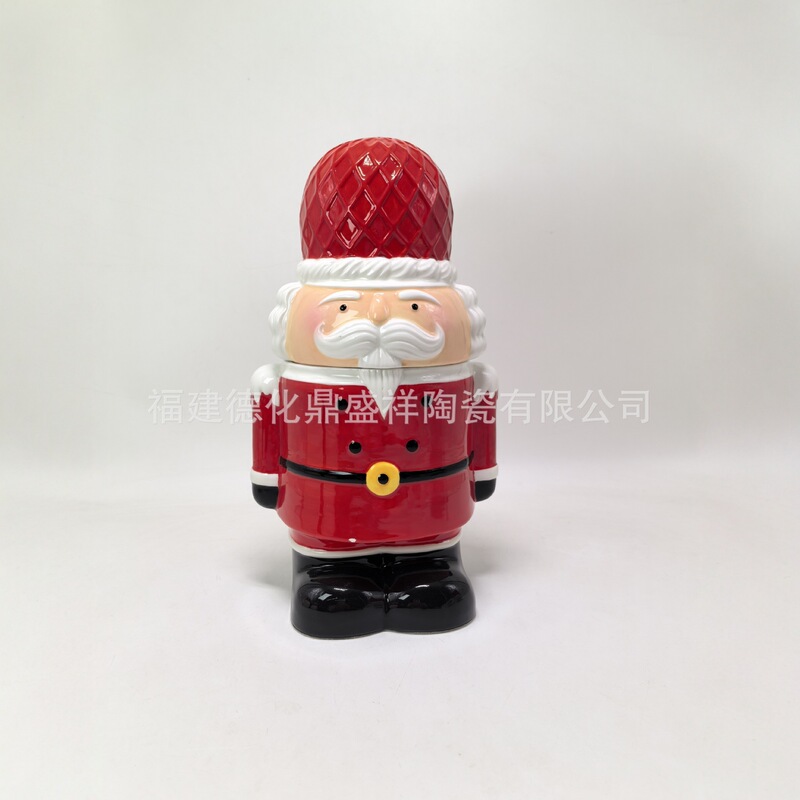 Christmas Relief Three-Dimensional Hand-Painted Nutcracker Ceramic Storage Jar Holiday Decoration Household Snack Storage Container Christmas Relief Three-Dimensional Hand-Painted Nutcracker Ceramic Storage Jar Holiday Decoration Household Snack Storage Container