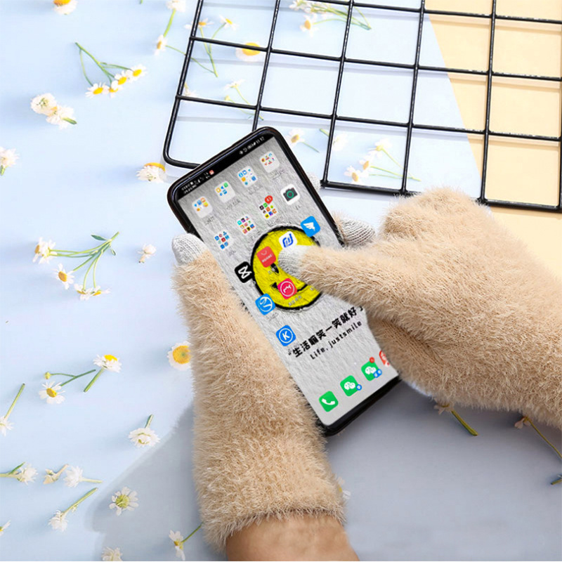 New winter warm plush gloves adult touch screen gloves for men and women outdoor skiing anti-slip cycling touch screen gloves