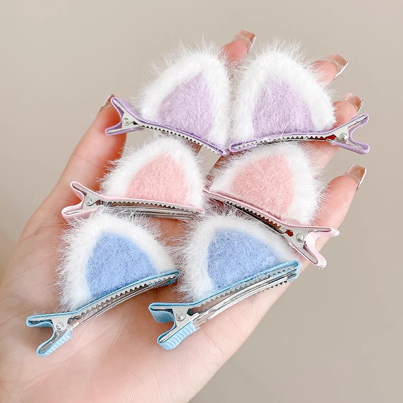 Clipper de pelo de peluche de orejas de gato para niños 2024 nuevo clipper de peluche lateral pinzas de cabello para el cabello de niña tocado de bebé