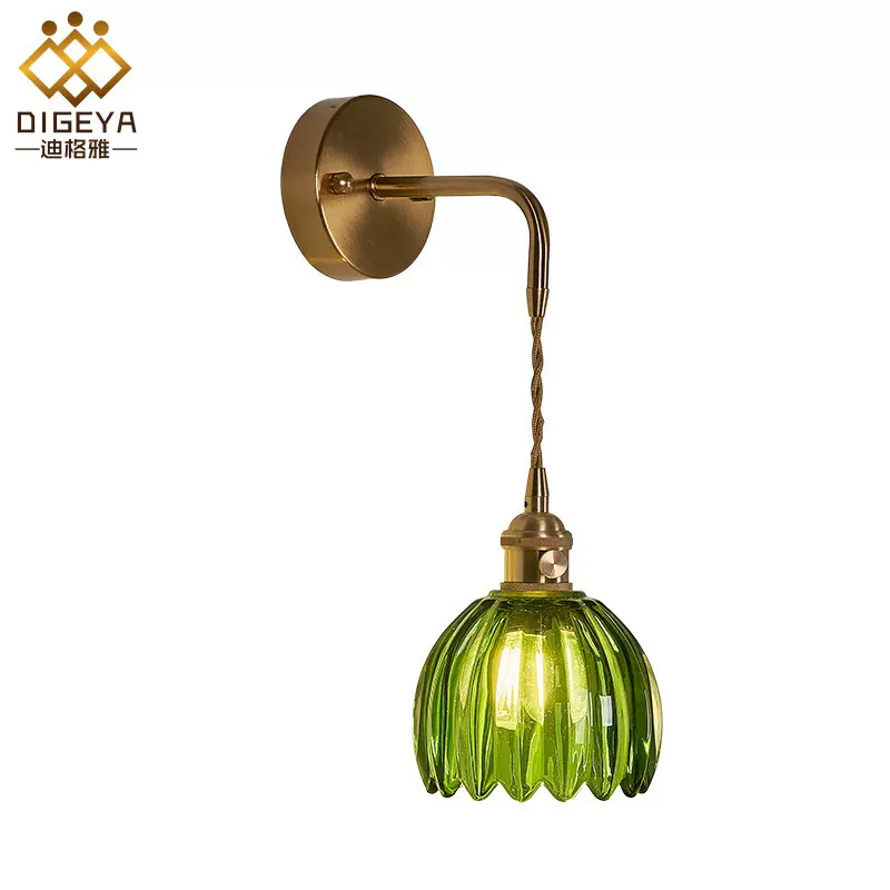 日式复古花朵玻璃壁灯现代简约北欧床头灯电视背景墙浴室镜前灯