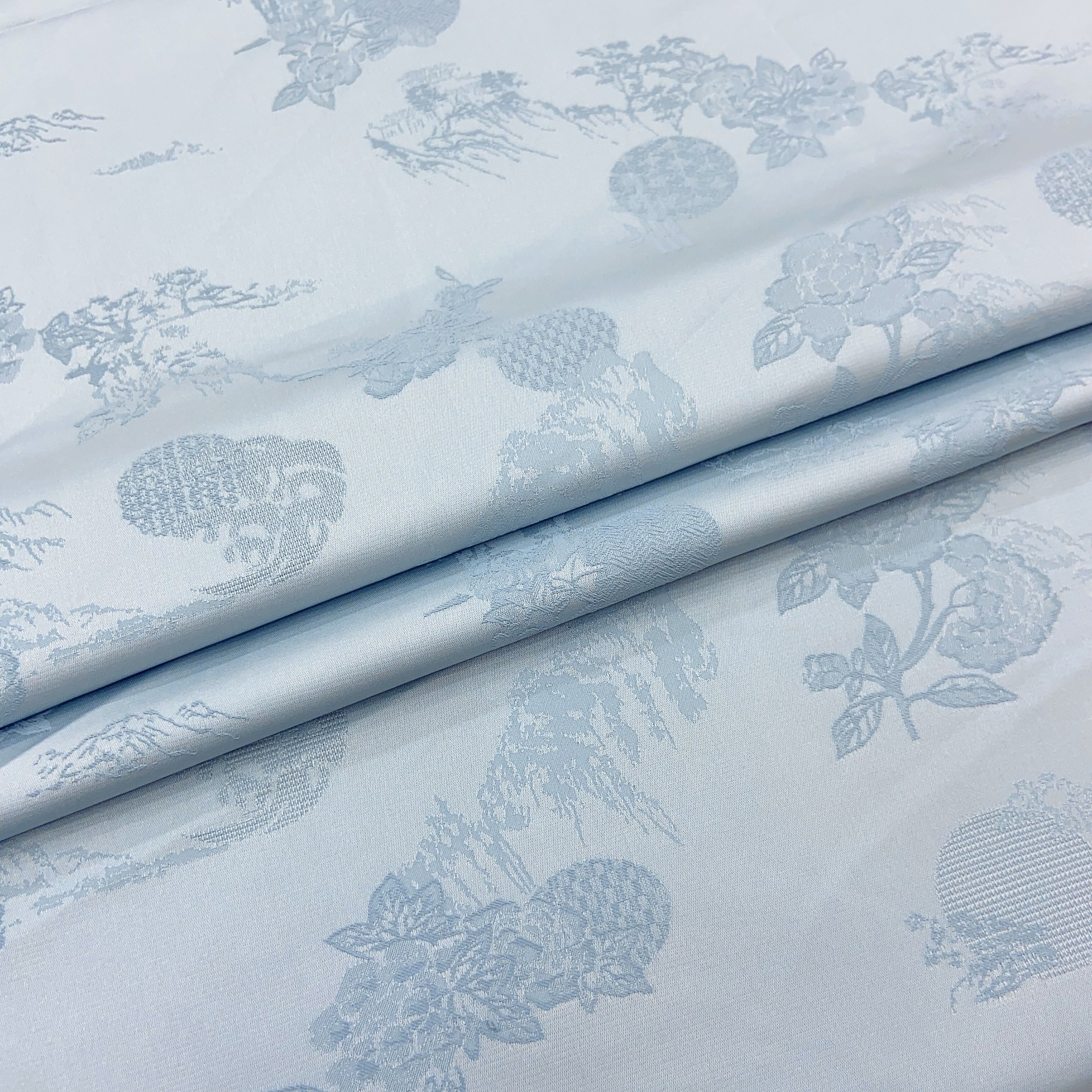 现货热卖高端花好月圆提花布西装外套棉服旗袍连衣裙裤子帽子面料