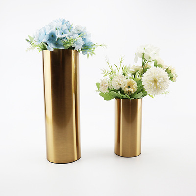 北歐黃銅色幹花歐式花瓶擺件客廳花插ins風簡約插花客廳桌面裝飾