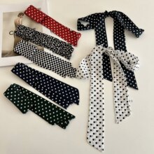 高级感波点丝巾高级棕色配饰2025新款发带细窄长条黑色白色细长
