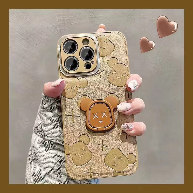 Marca de moda dibujos animados oso IPhone14ProMax cuero en relieve Apple 15PRO caja del teléfono para IP13/12