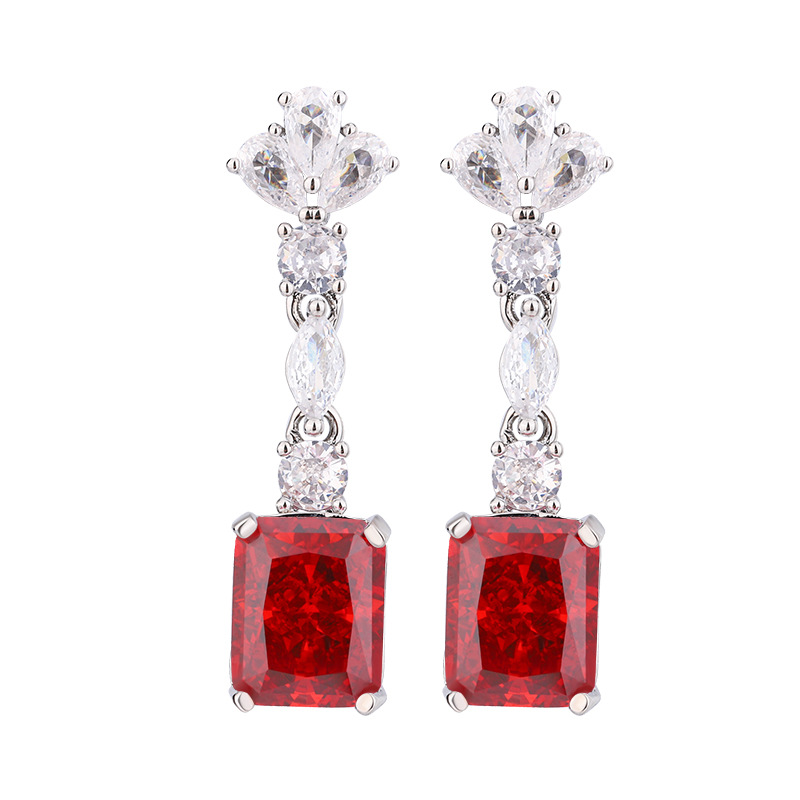 Otoño e invierno nuevo Zhuang Sheng joyería de alto carbono diamante hielo flor corte cobre incrustaciones chino cubo rojo azúcar traje mujer piedra principal 8*10