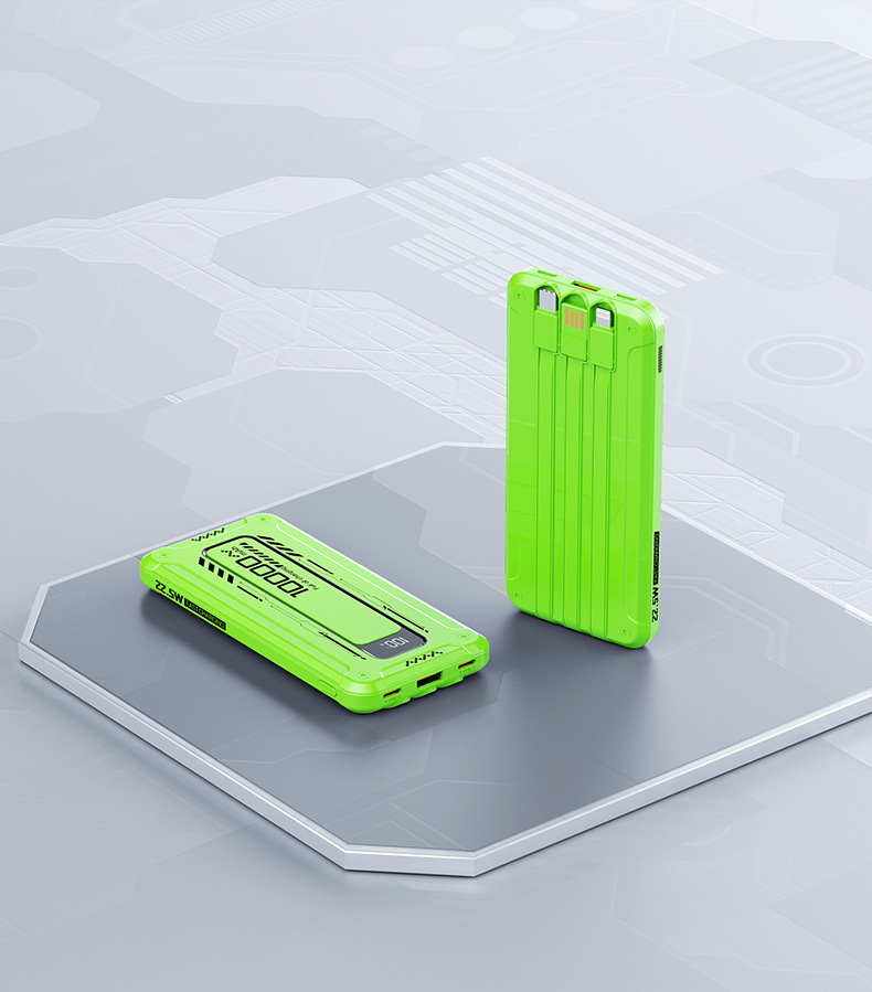 Mecha Powerbank mit Kabel 200 Millionen Super-Schnellladung 22,5W, 10000 mAh PD20W ultra-dünn mit Kabel