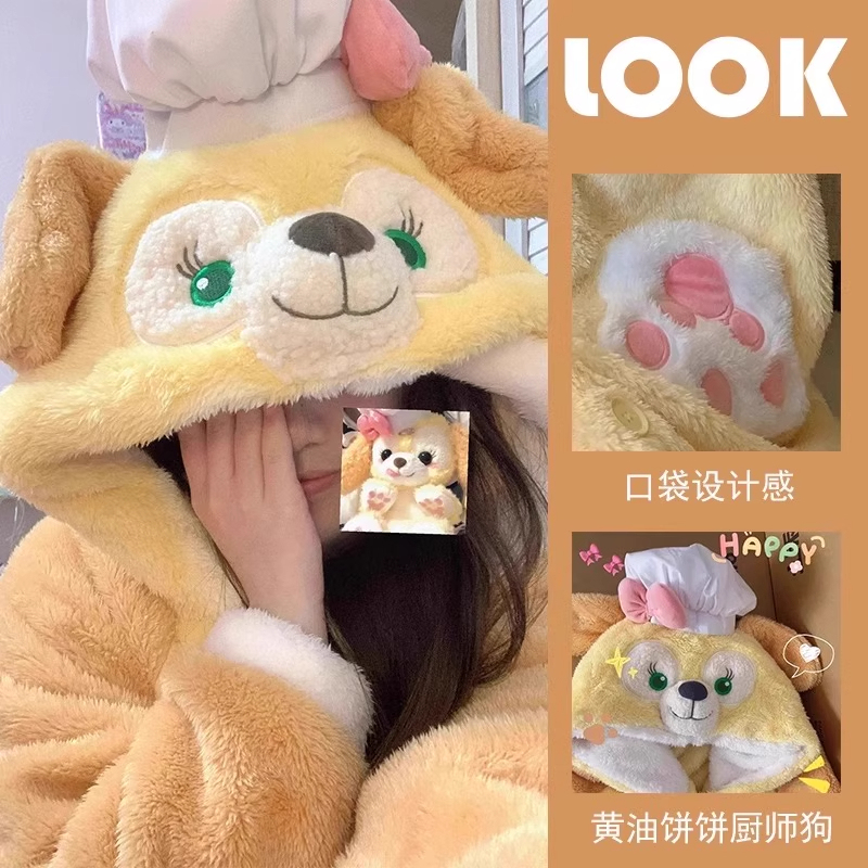 卡通睡衣2025新款秋冬季珊瑚绒加绒加厚可爱搞怪大头鱼睡袍家居服|undefined