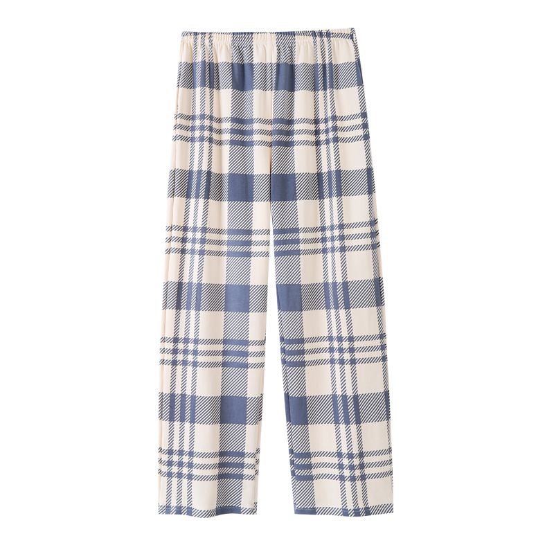 Pantalones de pijama a cuadros de primavera y verano Pantalones de mujer sueltos y cómodos más tamaño ropa exterior Four Seasons ropa para el hogar pantalones de Casa de dibujos animados para mujer