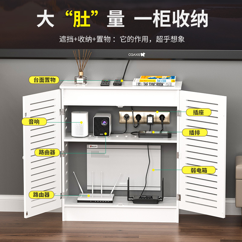ルーター収納ボックスwifiマルチメディアボックス隠しボックスセットトップボックスネットワークケーブルを挿して醜い床の収納キャビネットを隠す