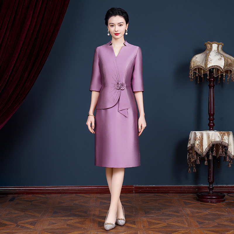 Noble mother wedding dress suit high-end young wedding dress for mother-in-law wedding dress cheongsam for spring and autumn Noble mother wedding dress suit high-end young wedding dress for mother-in-law wedding dress cheongsam for spring and autumn