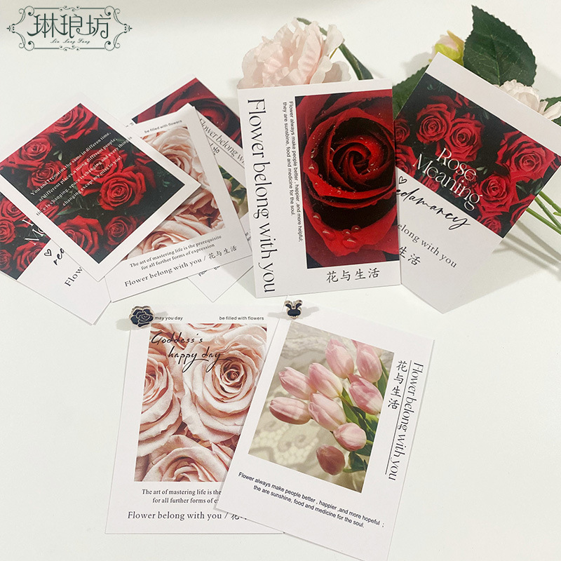 Linlang cuadrado diosa Festival nuevas flores embalaje de regalo tarjeta de felicitación Tulip Tarjeta rosa 30 de espesor de cartón blanco