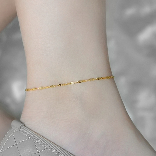 Anklet for women  new trendy 18k gold internet celebrity anklet titanium steel rose gold fairy ins simple non-fading thin