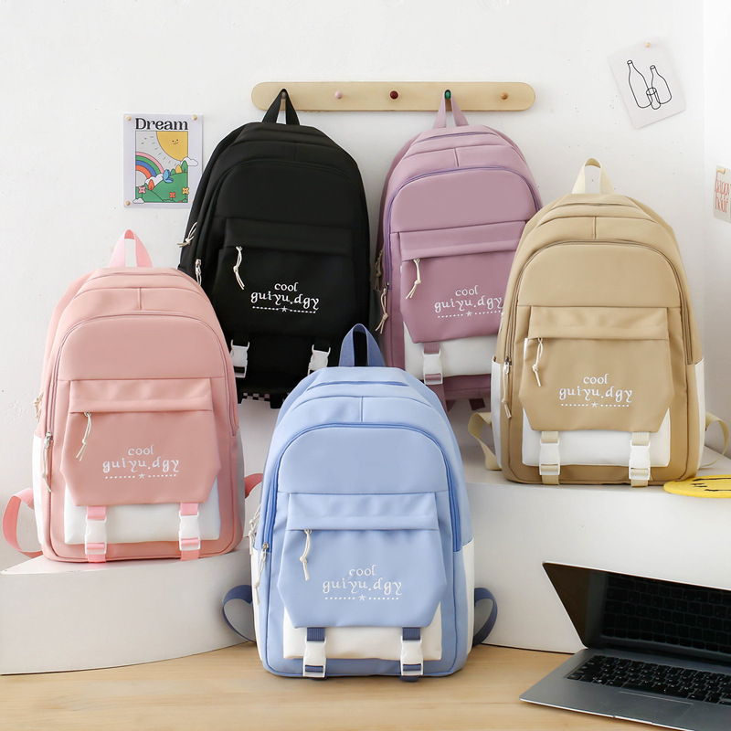 Mochilas infantis, mochila de estudante de quatro peças, novo estilo, moderna, grande capacidade, mochila de viagem, lazer, cor sólida, mochila simples_voghion.com