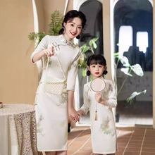 严选亲子装旗袍2025新款修身气质改良旗袍连衣裙女中国风文艺复古