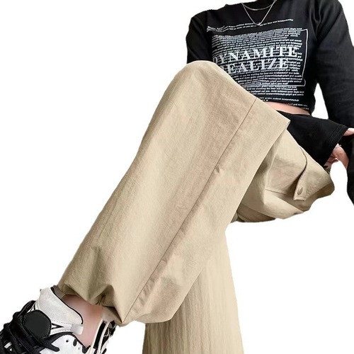 Women's Wide Leg Work Pants for Spring and Autumn, High-Waisted Quick-Dry Sports Pants for Outdoor Hiking, Gathered Ankle Loose Casual Trend Wholesale