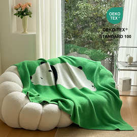 ins风休闲毯简约北极熊针织毯加厚绒毯子床单搭巾露营毯旅行便携