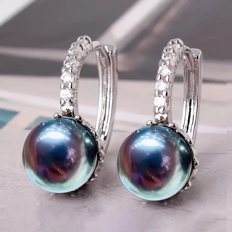 1 Pair Simple Style Round Inlay Copper Artificial Pearls Zircon Earrings display picture 2