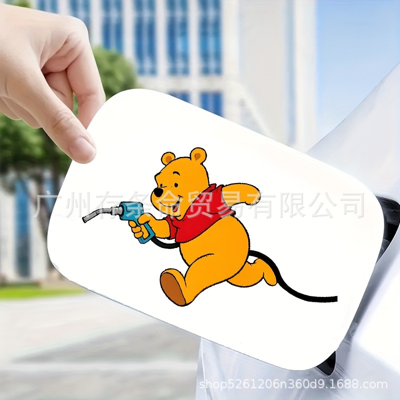 外贸包贴标TEMU希音卡通小熊维尼防水油盖贴纸装饰保险杠汽车贴纸