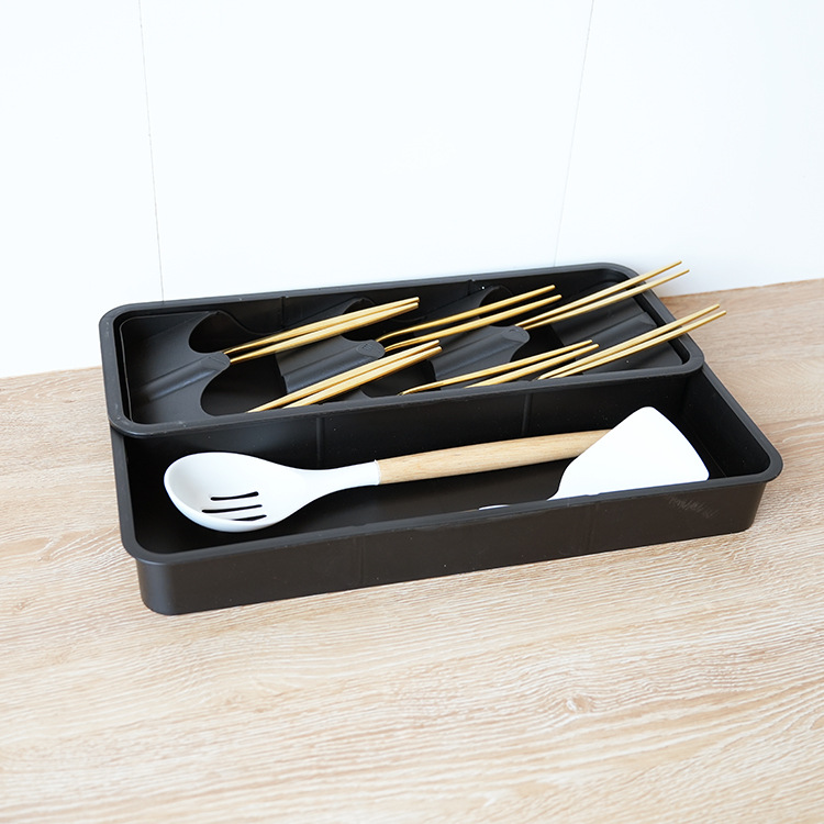 橱柜叉勺筷子餐具置物架整理分格盒厨房伸缩可拆卸抽屉收纳分隔盒