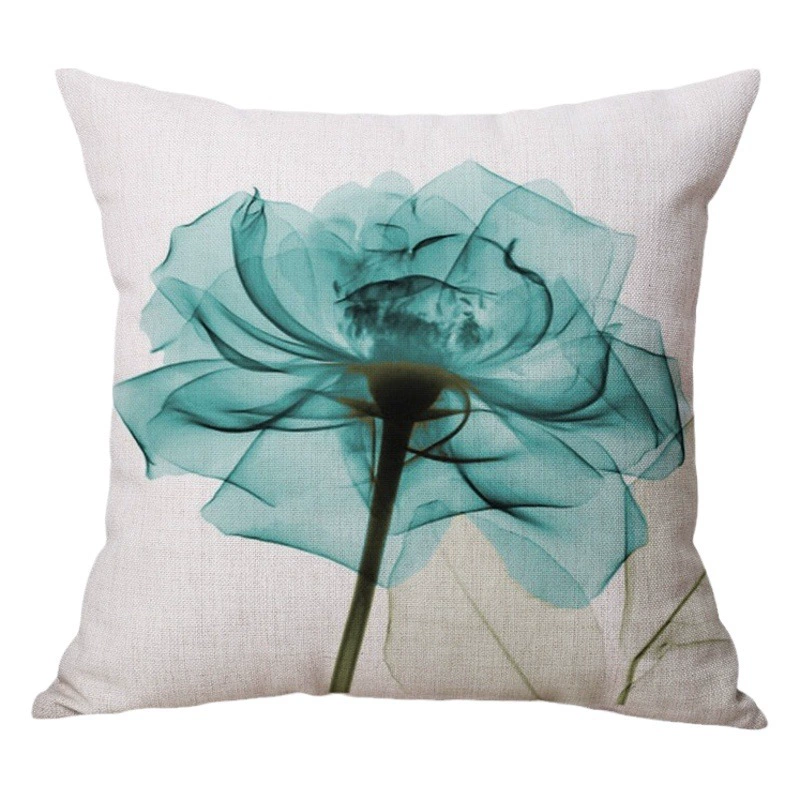 Синий тюльпан фигурка льняная наволочка Автомобильная подушка домашний диван Подушка Amazon Внешняя торговля Горячая Распродажа