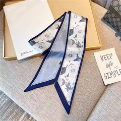 Xinhe ロング模擬シルクレディーススカーフ、高級ヘアバンド、フレンチ多用途バッグ、ロングベベルシルクスカーフ