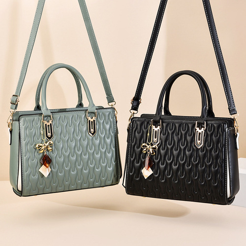 [Foreign trade women's bag] Soft surface embossed handbag, simple crossbody bag, women's pu shoulder bag, large capacity shoulder bag, trendy