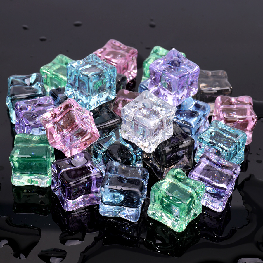 亚克力18mm塑料宝石按斤透明彩色水晶石过家家玩具装饰仿真冰块