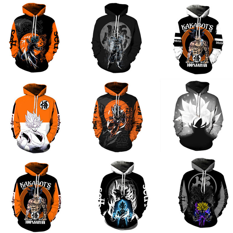 Autumn New Sweater Dragon Ball Wukong 3D Digital Printing Sweater Loose Hooded Pullover Large Size Men's Wear