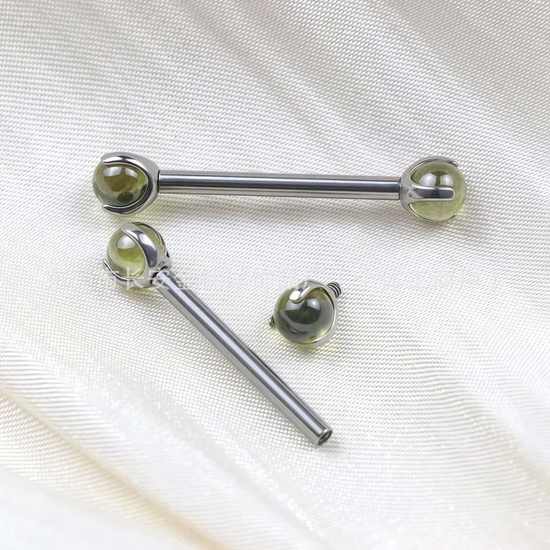 F136 Titanium Three-Claw Ball Zircon Ear Lip Nails Tongue Nails Ear Bone Nails G23 Titanium Alloy Body Piercing Jewelry detail image 7