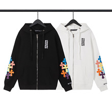 2025早春新款CH罗彩色满十字架梵文拉链开衫连帽卫衣男女同款