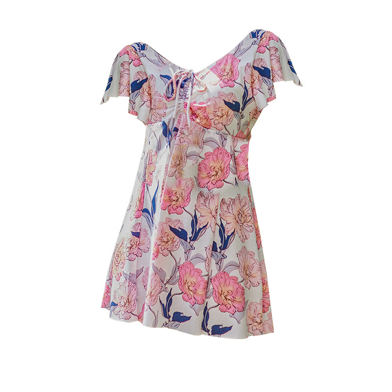 Más el tamaño de una sola pieza traje de baño de las mujeres de mediana edad de la madre que cubre la carne conservadora falda floral traje de baño de moda ventas directas de la fábrica