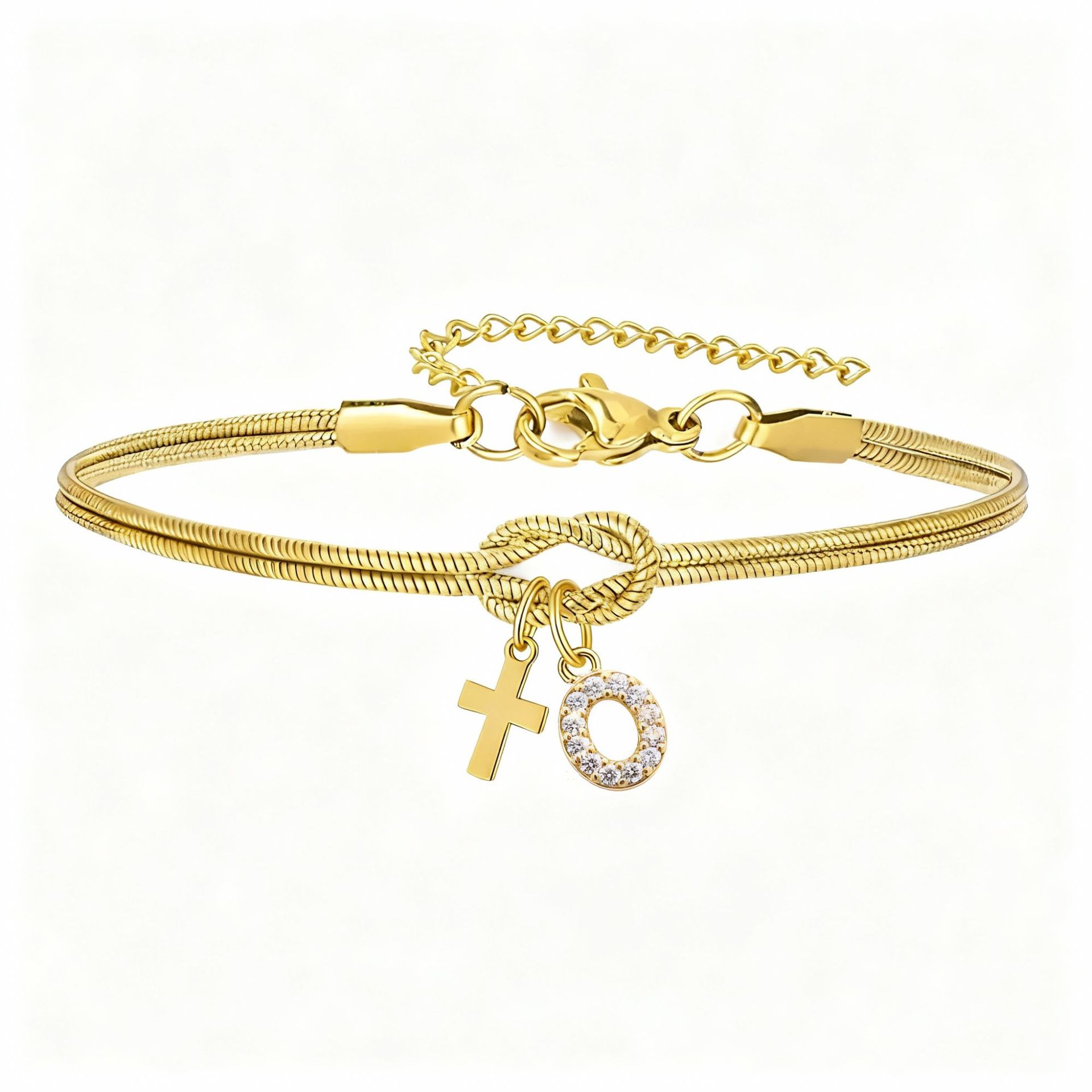 Concentric Knot Snake Bone Bracelet With Diamonds For Women_voghion.com