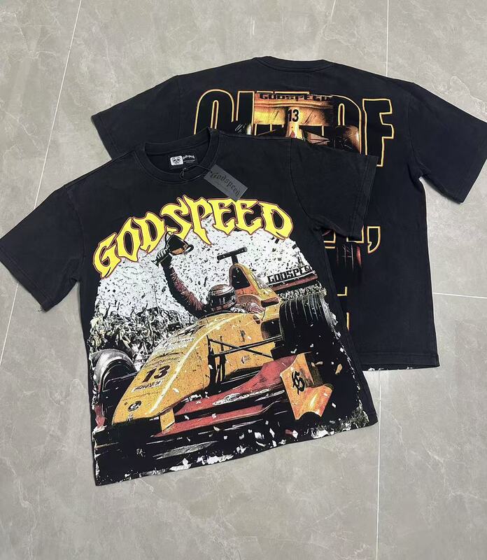 25ss夏季新款Godspeed洗水做旧短袖美潮复古篮球乐队T恤情侣同款|undefined