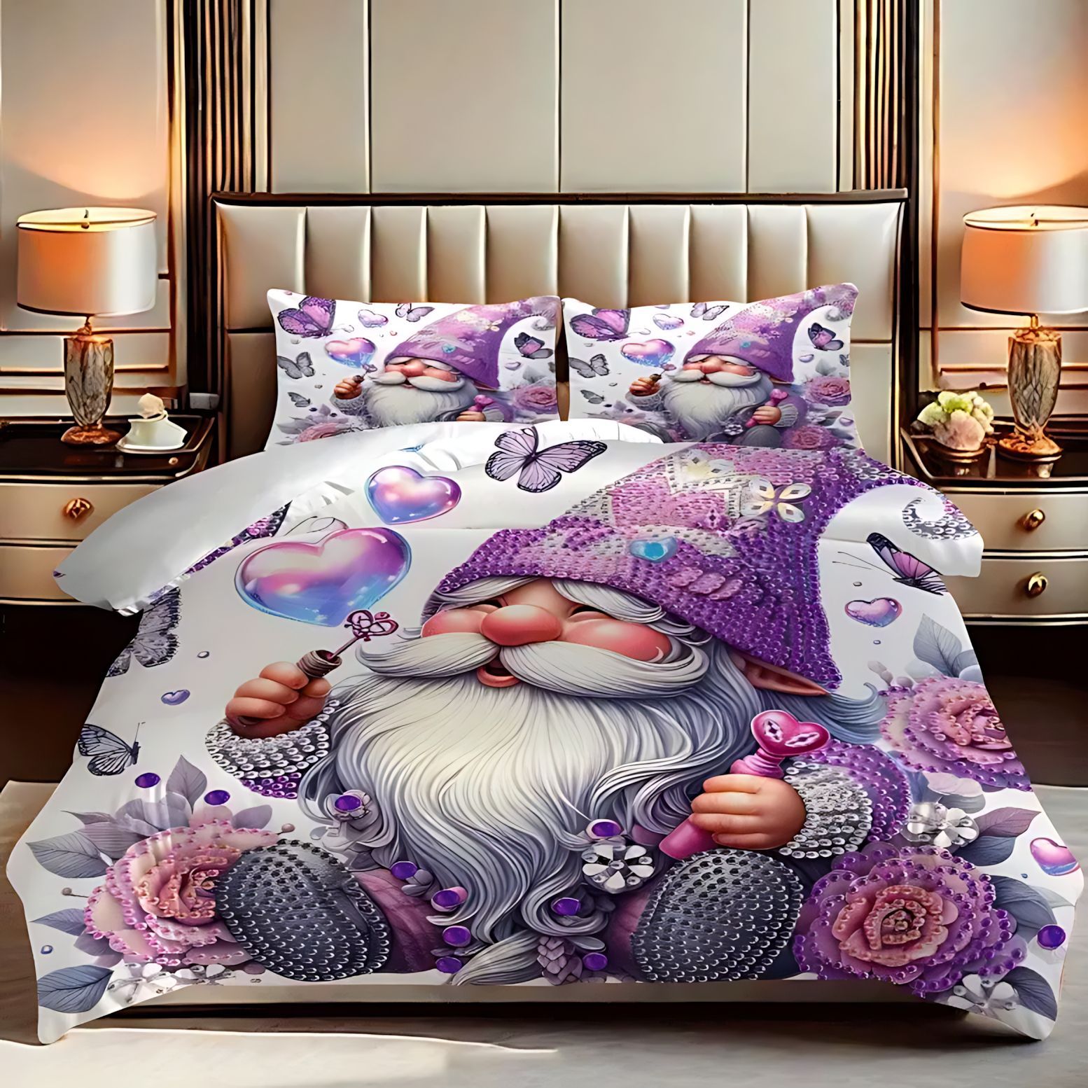 TEMU / JIT amazon adorable patrón enano impresión digital 3D Soft edredon kit para dibujar