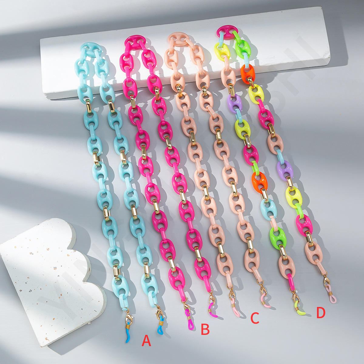 Macaron Color Metal Acrylic Eye Glass Chain Dual-Use Anti-Lost Eye Glass Chain Eye Strap Cross-Border Wholesale