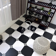 法式黑色复古小花砖阳台卫生间瓷砖厨房餐饮店特色拼花地砖防滑30